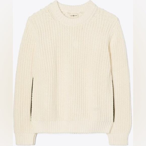 TORY BURCH Cotton Ribbed Side-stripe Sweater Medium* - Picture 3 of 8